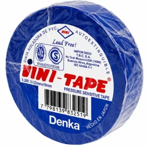 CINTA AISLADORA PVC VINI TAPE 10Y color azul (Japon)