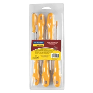 JUEGO DE  DESTORNILLADORES TRAMONTINA 6 PIEZAS COLOR AMARILLO (blister)