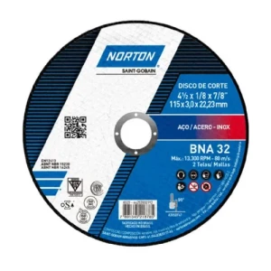 DISCO CORTE METAL CHATO 115x3x22mm. NORTON BNA32 AZ