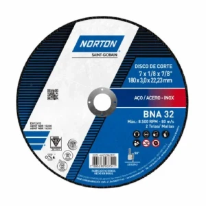 DISCO CORTE METAL CHATO 180x3x22mm NORTON BNA32 AZ