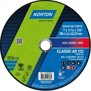 DISCO CORTE METAL CHATO 180x1.6mm CLASSIC AR102