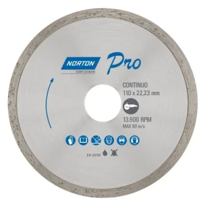 DISCOS DIAMANTADOS NORTON PRO 110mm CONTINUO BLANCO