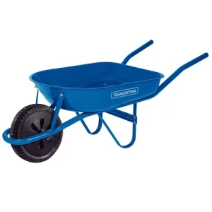 CARRETILLA TRAMONTINA METAL 50 LITROS AZUL CON RUEDA - GOMA MACIZA