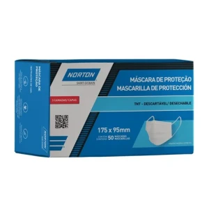 CAJA CON 50 UNIDADES MASCARILLAS NORTON DESCARTABLES 3 FILTROS BLANCO