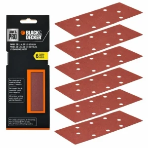 KIT CON 6 LIJAS BLACK+DECKER PARA LIJADORA CD455-450 BEW220 GRANO 150