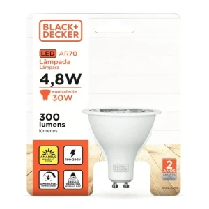 LAMPARA LED DICROICA AR70 4,8W 2700K LUZ AMARILLA - DIMERIZABLE