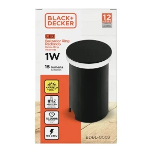 BALIZADOR REDONDO NEGRO LED PARA JARDIN 1W 3000K LUZ AMARILLA