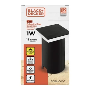 BALIZADOR CUADRADO NEGRO LED PARA JARDIN 1W 3000K LUZ AMARILLA