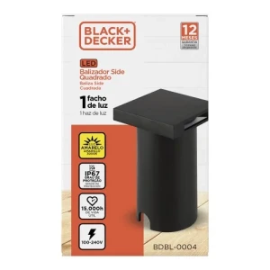 BALIZADOR CUADRADO NEGRO LED PARA JARDIN 1W 3000K LUZ AMARILLA - HAZ DE LUZ 1