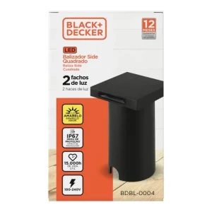 BALIZADOR CUADRADO NEGRO LED PARA JARDIN 1W 3000K LUZ AMARILLA - HAZ DE LUZ 2