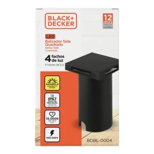 BALIZADOR CUADRADO NEGRO LED PARA JARDIN 1W 3000K LUZ AMARILLA - HAZ DE LUZ 4