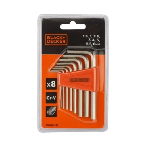BLISTER JUEGO DE LLAVES ALLEN BLACK+DECKER 1.5-6mm 8Pcs.