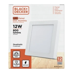 PANEL LED BLANCO DE APLICAR 12W 6500K CUADRADO 16X16cmX3cm LUZ BLANCA
