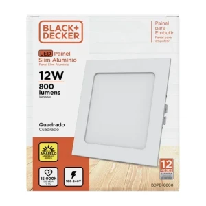 PANEL LED BLANCO DE EMBUTIR 12W 3000K CUADRADO 16X16cmX2mm LUZ AMARILLA