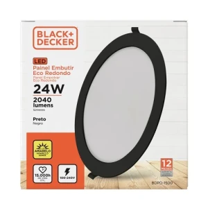 PANEL LED NEGRO DE EMBUTIR 24W 3000K REDONDO 30cmX2mm LUZ AMARILLA