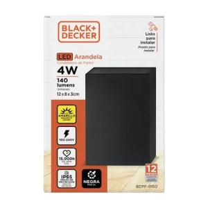 APLIQUE NEGRO PARA EXTERIOR LED 4W 3000K / LUZ AMARILLA