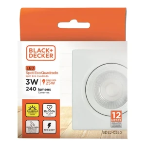 SPOT BLANCO ECO LED 3W 3000K CUADRADO LUZ AMARILLA