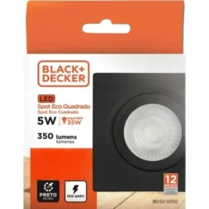 SPOT NEGRO ECO LED 5W 3000K CUADRADO LUZ AMARILLA