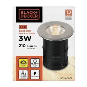 SPOT LED INOX PARA PISO 3W 3000K LUZ AMARILLA REDONDO IP65