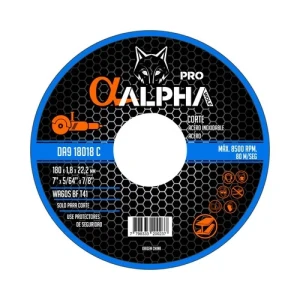 DISCO CORTE METAL CHATO ALPHA 180x1,8x22mm