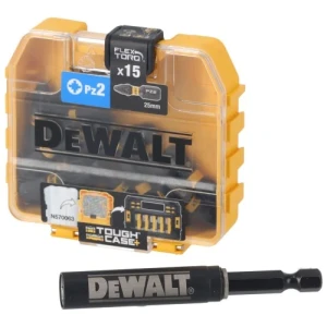 SET 16Pcs. DEWALT PUNTAS IMPACTO PZ2 x 25mm +  EXTENSION