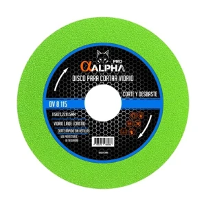 DISCO PARA CORTAR Y DESBASTAR VIDRIO ALPHA-PRO 115X1X22mm