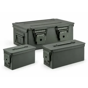 COMBO COMBINADO 3 UNIDADES DE CAJAS METALICAS HERMETICAS - VERDE MILITAR MEDIDAS XS S M