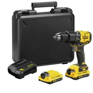 V20 TALADRO ATORNILLADOR PERCUTOR STANLEY 20V BRUSHLESS / 2 BATERIAS 1.5Ah / CON MALETA