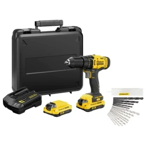 V20 TALADRO ATORNILLADOR ROTACION STANLEY 20V / 2 BATERIAS 1.5Ah / CON CARGADOR Y MALETA