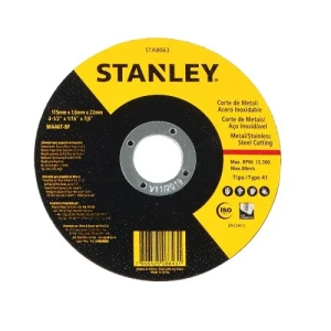 DISCO CORTE METAL CHATO STANLEY 115 x 1,6mm c/u