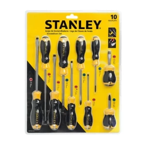 JUEGO DE 10 PIEZAS DESTORNILLADOR STANLEY PUNTA MAGNETICA (Blister grande)